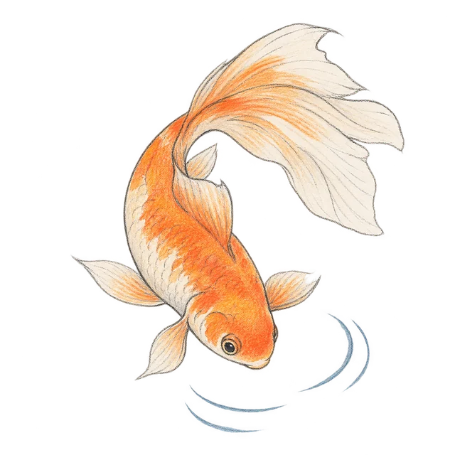 金魚主題素描風卡通插圖