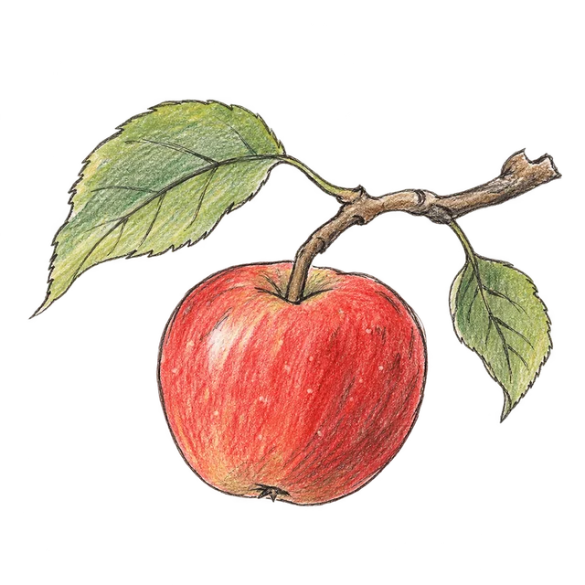 蘋果主題素描風卡通插圖