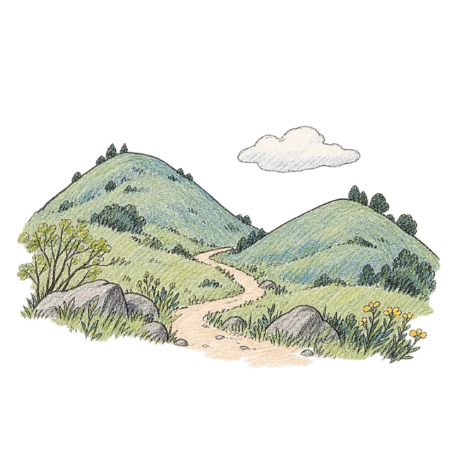 登山主題素描風卡通插圖