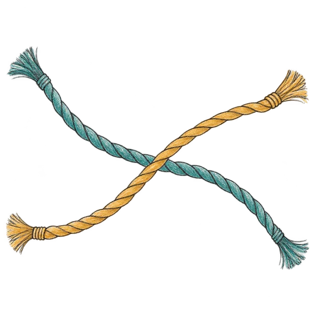 結繩主題素描風卡通插圖
