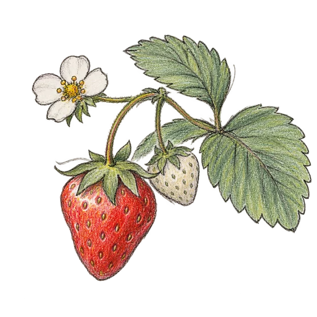 草莓主題素描風卡通插圖