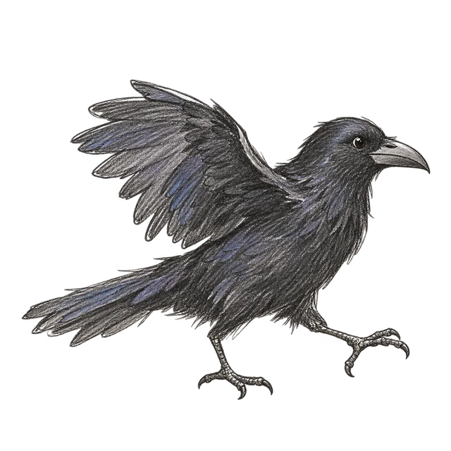 烏鴉主題素描風卡通插圖