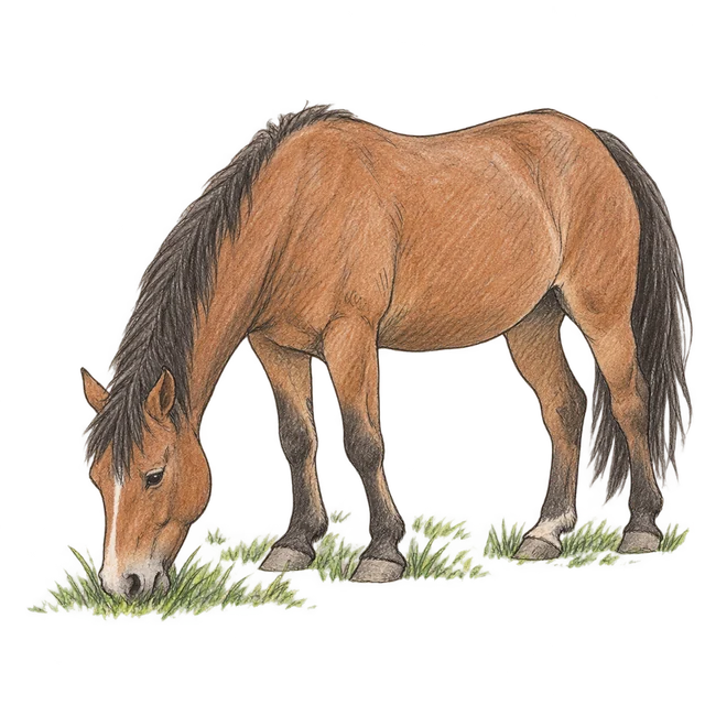馬主題素描風卡通插圖